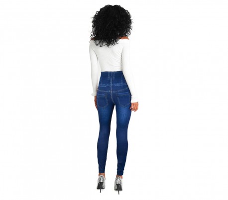 F327 Leggings térmicos efecto denim mod. Hera con interior de felpa azul