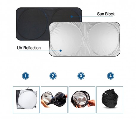 800240 Parasol WISDOM para parabrisas 150x70 cm anti UV y calor