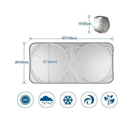 800240 Parasol WISDOM para parabrisas 150x70 cm anti UV y calor