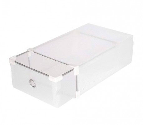 14917 Set de 5 cajas organiza zapatos con bordes metálicos apilables.