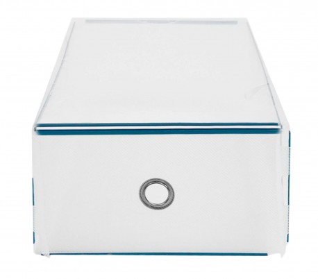 14917 Set de 5 cajas organiza zapatos con bordes metálicos apilables.