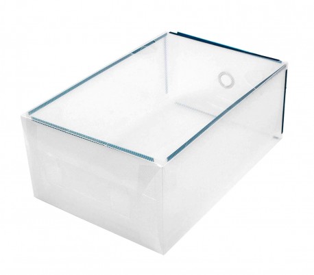 14917 Set de 5 cajas organiza zapatos con bordes metálicos apilables.