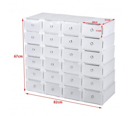 14917 Set de 5 cajas organiza zapatos con bordes metálicos apilables.