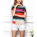 Blusa mujer a rayas multicolor efecto transparente moda casual