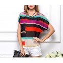 Blusa mujer a rayas multicolor efecto transparente moda casual