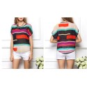 Blusa mujer a rayas multicolor efecto transparente moda casual