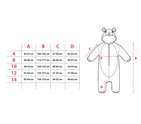 B1822 Pijama Unisex Cosplay ESQUELETO para niños de 4 a 14 años