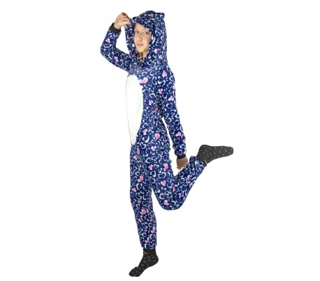 B1717 Pijama entero para niños de felpa modelo BHÚO UNISEX 4 a 14 años