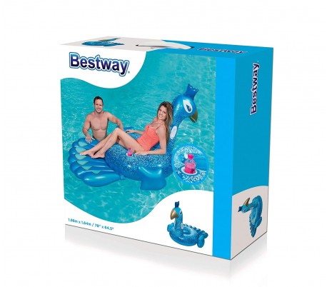 41119 Colchoneta inflable gigante forma de luxury flamenco BESTWAY 173 x 170 cm