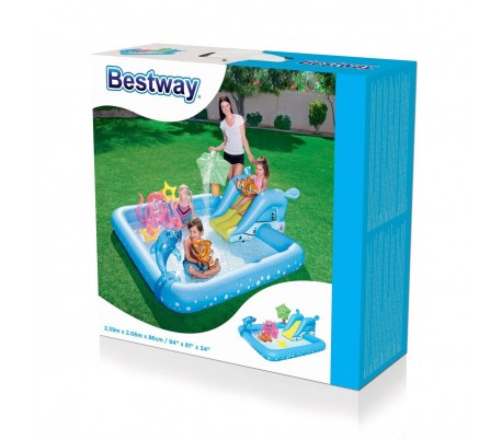 53052 Play center BESTWAY acuario con rociador de agua 239x206x86 animales