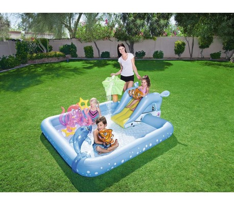 53052 Play center BESTWAY acuario con rociador de agua 239x206x86 animales
