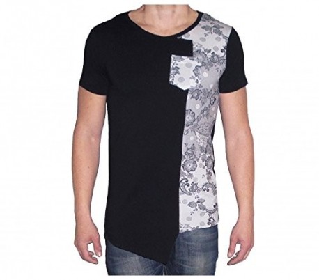 Camiseta asimétrica de manga corta para hombre mod. INSANE estampado de flores