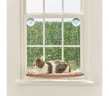Cama asiento sunny con ventosas en la ventana para gato