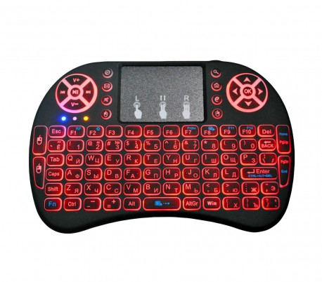 Teclado retroiluminado inalámbrico mini Qwerty con panel táctil para Smart TV