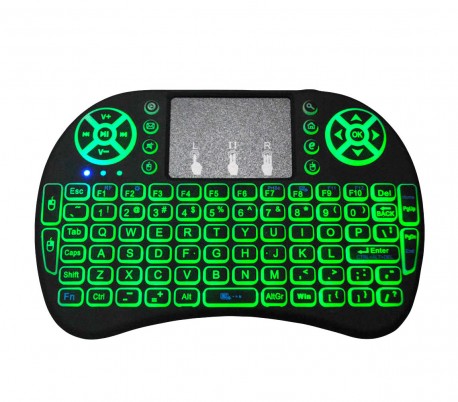 Teclado retroiluminado inalámbrico mini Qwerty con panel táctil para Smart TV