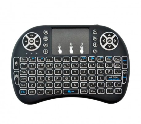 Teclado retroiluminado inalámbrico mini Qwerty con panel táctil para Smart TV