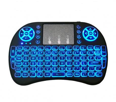 Teclado retroiluminado inalámbrico mini Qwerty con panel táctil para Smart TV