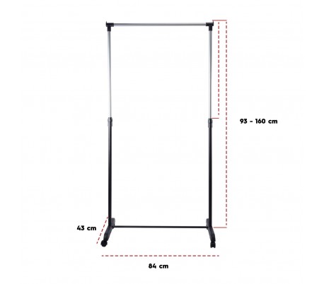 643707 Perchero extensible con ruedas VestiAmo Casa 84x43x93 max h160 cm