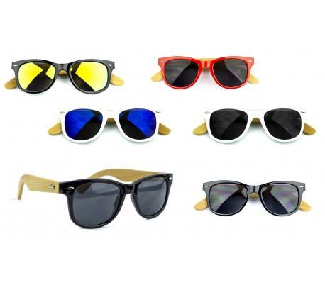 Kit 3x Gafas de sol MWS AHEAD Bamboo unisex Sunglasses lente de color oscuro