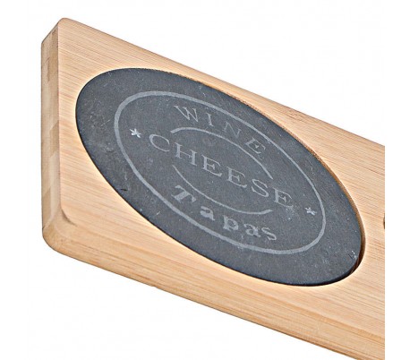 109961 Tabla de bambú ALPINIA para cortar queso con accesorios placa de pizarra