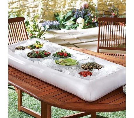 Cojín inflable 134x64cm en PVC para bebidas o bocadillos en la piscina o picnic