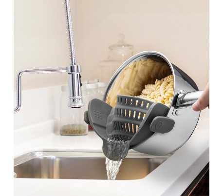 Colador de silicona ajustable con un clip de sujección para ollas 22x12x7cm