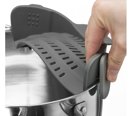 Colador de silicona ajustable con un clip de sujección para ollas 22x12x7cm