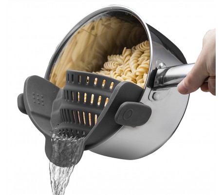 Colador de silicona ajustable con un clip de sujección para ollas 22x12x7cm