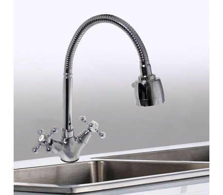 870068 Grifo MARTE con brazo flexible bidireccional FUIYLIN 2 vías CROMADO