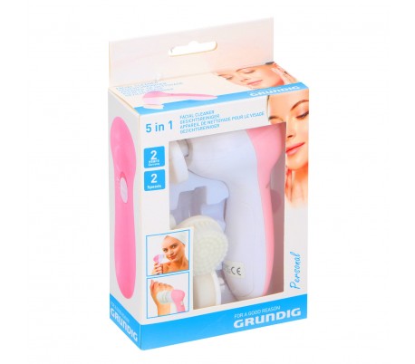 075433 Cepillo masajeador GRUNDIG 13x7x4.6cm Limpieza facial y corporal 5 acces.