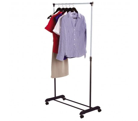 021027 Colgador de ropa extensible de metal con ruedas 83x41x87 max h162 cm