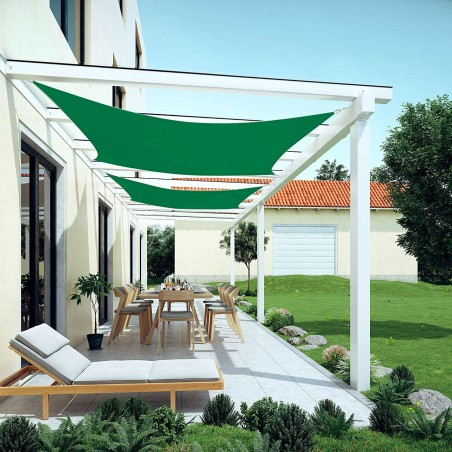 482414 Toldo QUADRATO Verde 3x3m con ganchos reforzados y cuerda de nylon