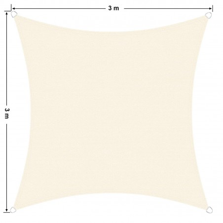 482407 Toldo QUADRATO Beige 3x3m con ganchos reforzados y cuerda de nylon