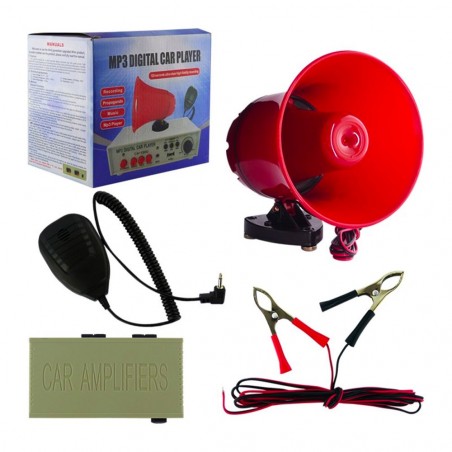 Megáfono coche de PVC con amplificador de lector USB para anuncios y publicidad