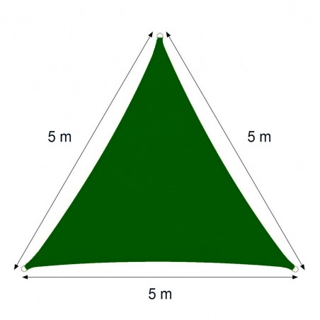 482391 Toldo triangular para exterior VERDE 5x5x5 mt con cuerda