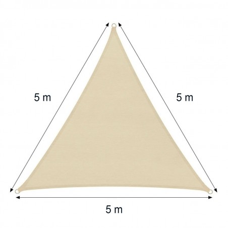 482384 Toldo triangular para exterior BEIGE 5x5x5 mt con cuerda