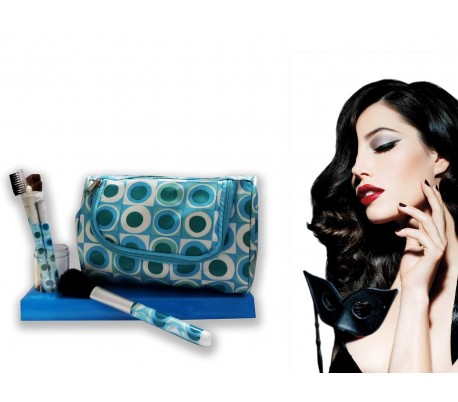 Neceser de belleza con lunares accesorios y pinceles de maquillaje mod. Pois