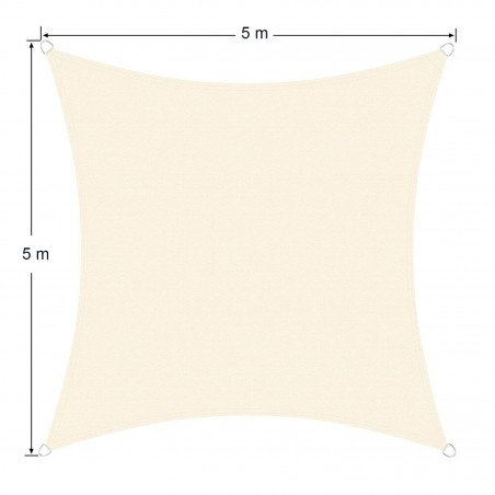 482445 Toldo Cuadrado para exterior BEIGE 5x5m ganchos reforzados