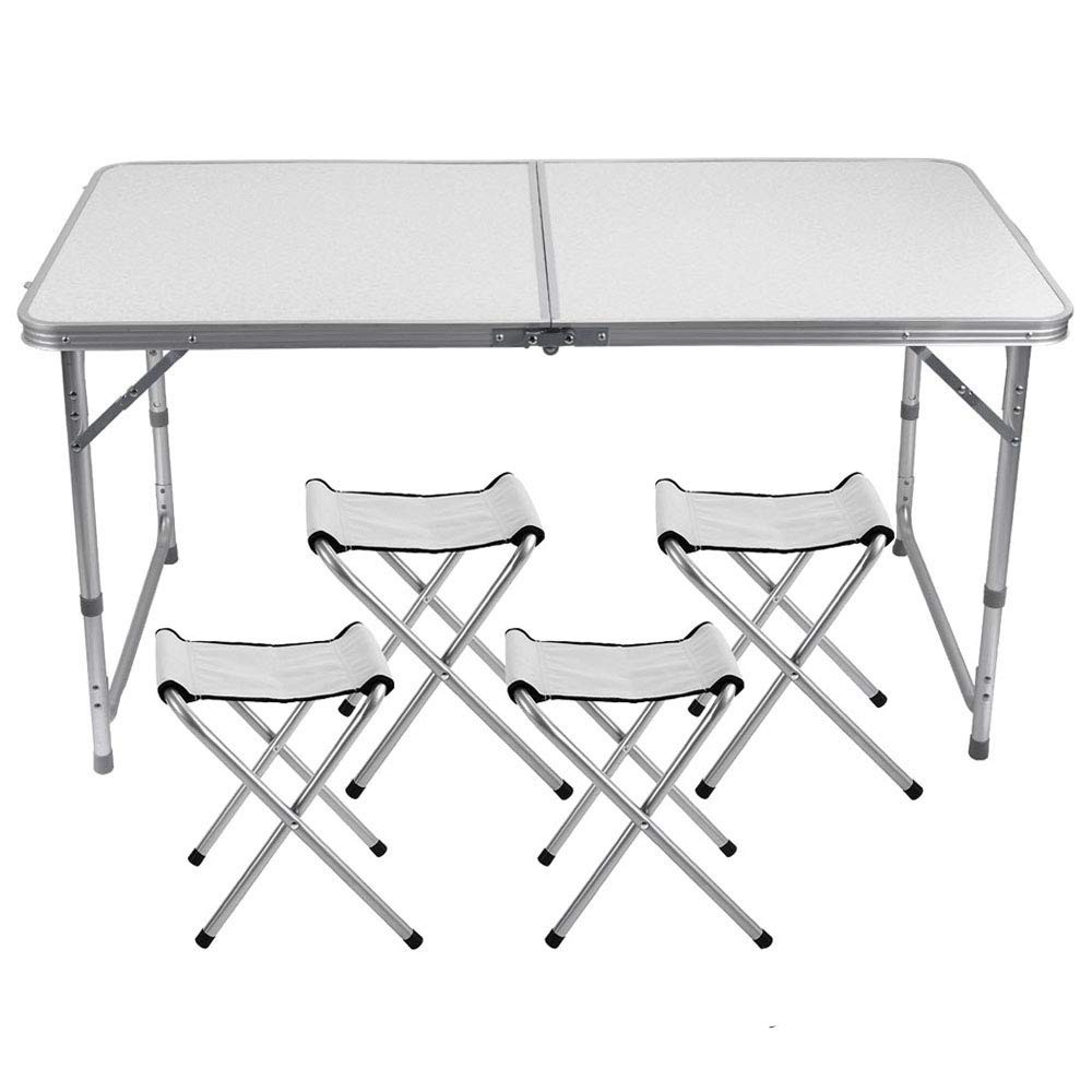 Mesa de camping plegable con 4 sillas 120x60x70 cm marrón