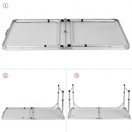 Mesa plegable de aluminio FUBUCA para camping con taburetes 120x60x70cm