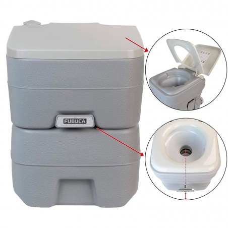 Baño portátil FUBUCA 20Lt con bomba de descarga 41x35x41 cm