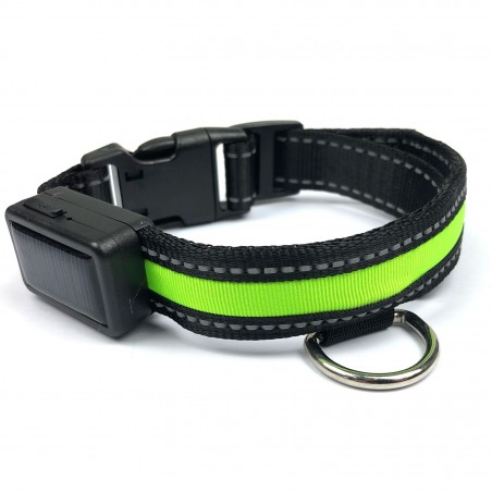 FUBUCA Collar luz LED ajustable para perros con carga solar y usb 3 tamaños