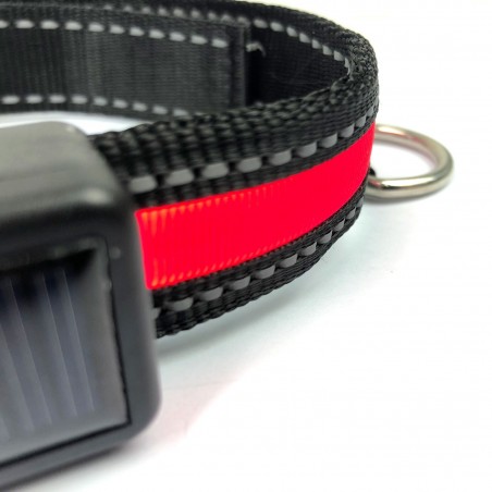 FUBUCA Collar luz LED ajustable para perros con carga solar y usb 3 tamaños