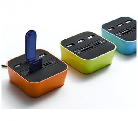 Lector de tarjetas hub con 3 puertos usb 2.0...