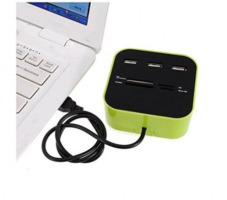 Lector de tarjetas hub con 3 puertos usb 2.0...