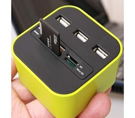 Lector de tarjetas hub con 3 puertos usb 2.0...