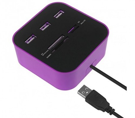 Lector de tarjetas hub con 3 puertos usb 2.0...
