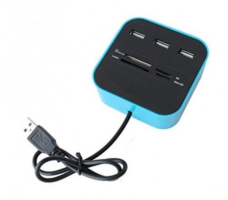Lector de tarjetas hub con 3 puertos usb 2.0...