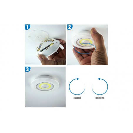 Set 3 Focos para armarios de Luz LED con control remoto y funcionamiento a pilas