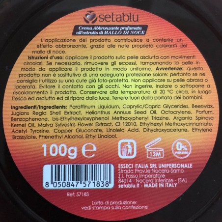 571838 SETABLU Crema bronceadora con cáscara de nuez sin parabenos 100 gr